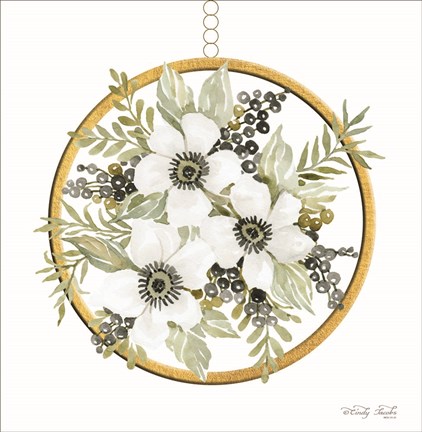 Framed Geometric Circle Muted Floral Print