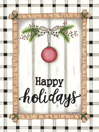 Framed White Holiday Plaid Print