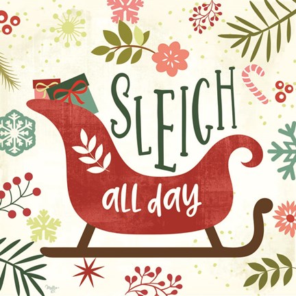 Framed Sleigh Rides All Day Print