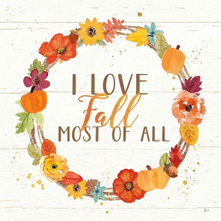 Framed Harvest Wishes I on Wood Print