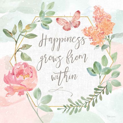 Framed Watercolorful V Happiness Print