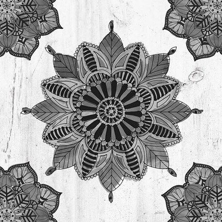 Framed Mandala Morning VI BW Print