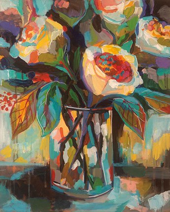 Framed Stained Glass Floral Print