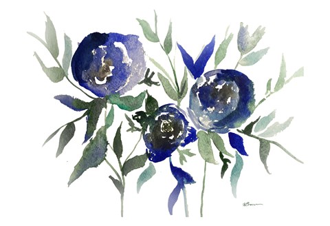 Framed Blue Roses 2 Print