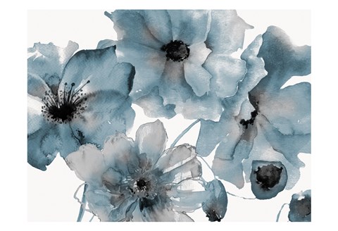 Framed Blue Poppy Bouquet Print