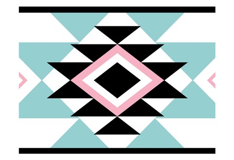 Framed Aztec Teal Pink Print