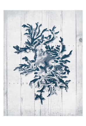 Framed Coral White Wood Third Print