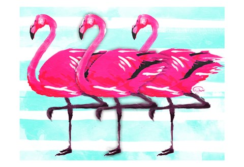 Framed Three Flamingo Print