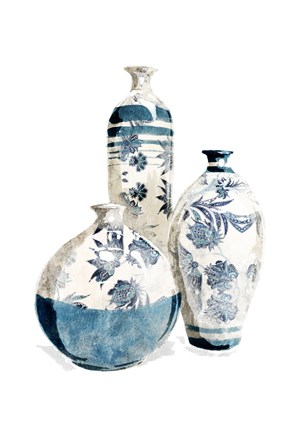 Framed White China Vases Print