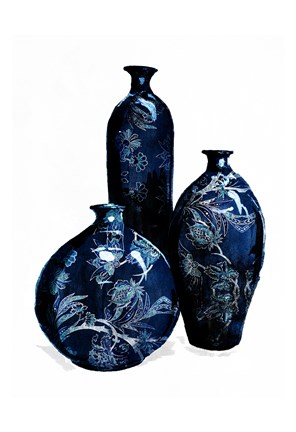 Framed Blue China Vases Print