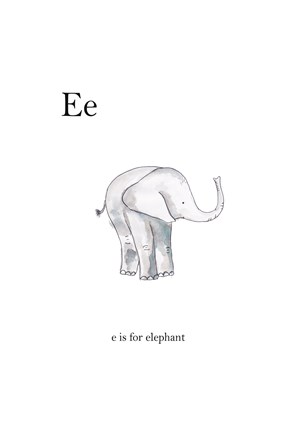 Framed Ee Is For Elephant Print