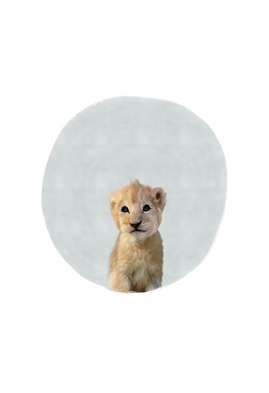 Framed Baby Lion Circle Print