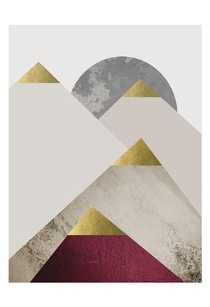 Framed Beige Burgundy Mountains 2 Print