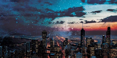 Framed Chicago Skyline Hues Print