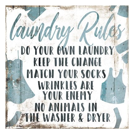 Framed Laundry Rules Laundry Print