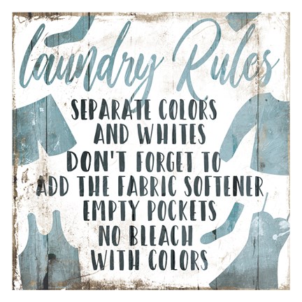 Framed Laundry Rules Separate Print