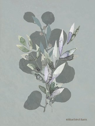 Framed Watercolor Greenery Series Medium Teal I Print