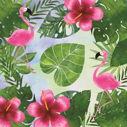 Framed Tropical Life Flamingo I Print
