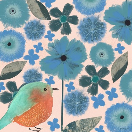 Framed Blue Floral Print