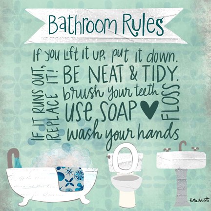 Framed Bathroom Rules Print