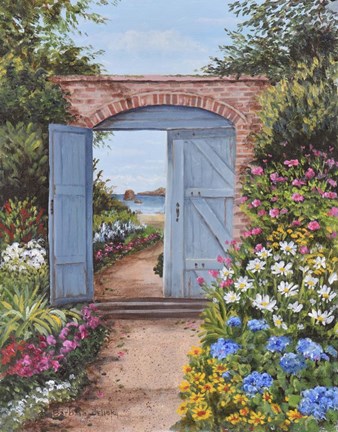 Framed Beach House Courtyard Print