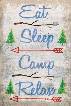 Framed Eat, Sleep, Camp, Relax Print