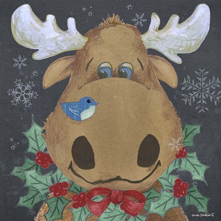 Framed Christmas Moose Print