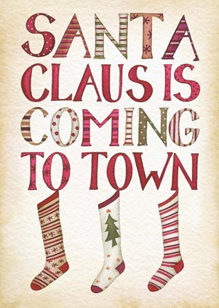 Framed Santa Claus is Coming to Town Print