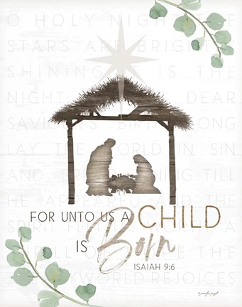 Framed For Unto Us a Child is Born Print