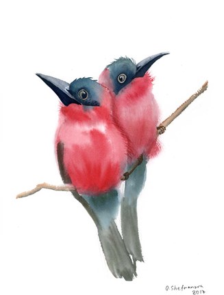 Framed Red Bird Buddies Print