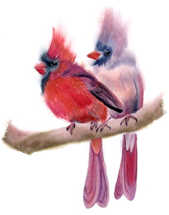 Framed Cardinal Couple Print