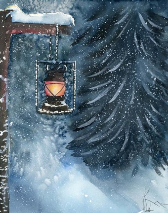 Framed Winter Lantern Print