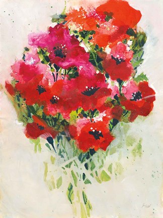 Framed Poppy Bouquet Print