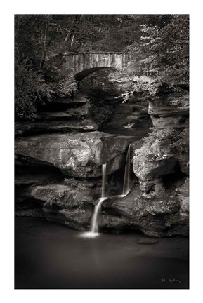 Framed Upper Falls Old Mans Cave BW Print