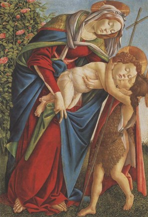 Framed Madonna with Child Embracing the Young St John Print