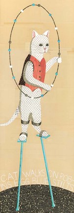 Framed Cat on Stilts Print
