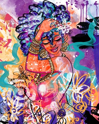 Framed Gold Flowers Print