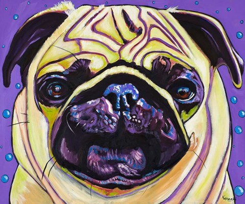 Framed Purple Pug Print