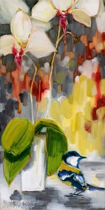 Framed Chickadee with Orchid Print