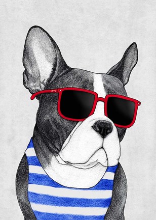 Framed Frenchie Summer Style Print
