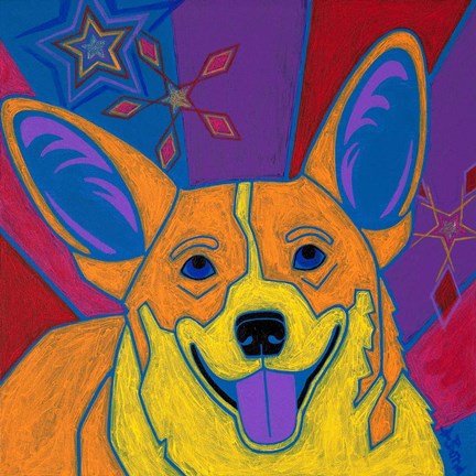 Framed Joyful Corgi Print