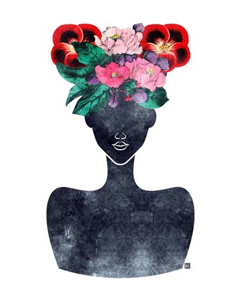 Framed Flower Crown Silhouette II Print