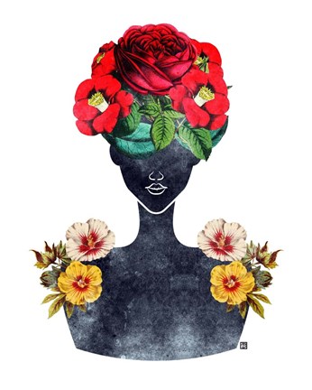 Framed Flower Crown Silhouette III Print