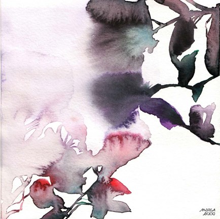 Framed Watercolor Floral Pink Purple Trio I Print