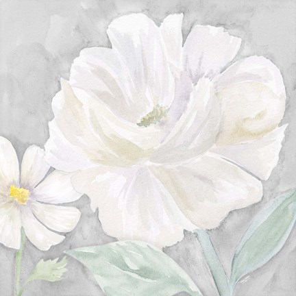 Framed Peaceful Repose Floral on Gray IV Print