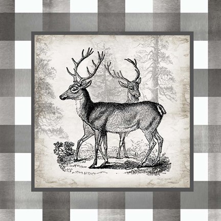 Framed Buffalo Check Deer Neutral II Print