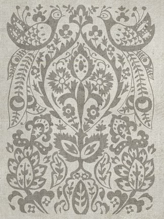 Framed Peacock Damask II Print