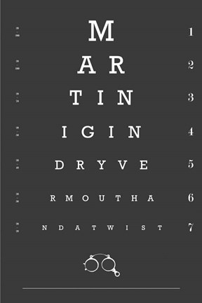 Framed Eye Chart Martini Print