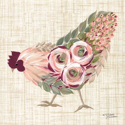 Framed Botanical Rooster II Print
