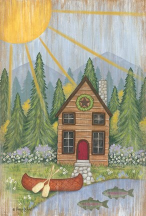 Framed Cabin in the Woods Print